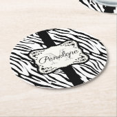 Dessous-de-verre Rond En Papier Impression Zebra (Incliné)