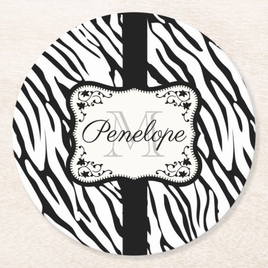 Dessous-de-verre Rond En Papier Impression Zebra (Devant)