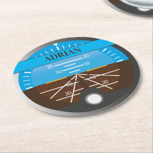 Dessous-de-verre Rond En Papier Imprimer l'instrument de vol du copilote de ligne