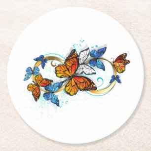 Dessous-de-verre Rond En Papier Infinité de papillons monarques