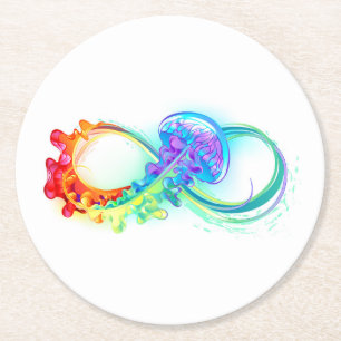 Dessous-de-verre Rond En Papier Infinity avec Rainbow Jellyfish