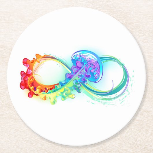 Dessous-de-verre Rond En Papier Infinity avec Rainbow Jellyfish (Devant)