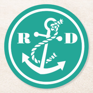 Dessous-de-verre Rond En Papier Initiales nautiques