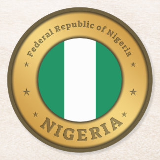 Dessous-de-verre Rond En Papier Insigne du drapeau du Nigeria