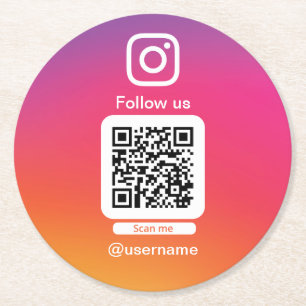 Dessous-de-verre Rond En Papier Instagram qr code paper coasters