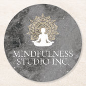 Dessous-de-verre Rond En Papier Instructeur de méditation Marbre tacheté (Devant)