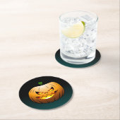 Dessous-de-verre Rond En Papier Jack O'lantern Citrouille d'Halloween (En situation)