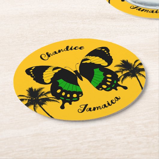 Dessous-de-verre Rond En Papier Jamaican Swallowtail Butterfly Tropical (Incliné)