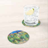 Dessous-de-verre Rond En Papier Jardin aux fleurs de Monet (En situation)
