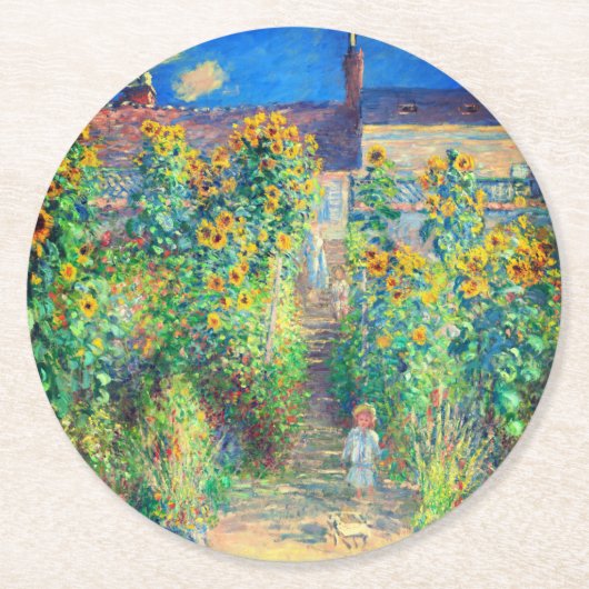Dessous-de-verre Rond En Papier Jardin aux fleurs de Monet (Devant)