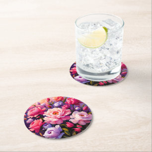 Dessous-de-verre Rond En Papier Jardin de printemps Zen lever de soleil Fleur rose