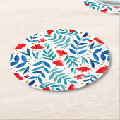 Dessous-de-verre Rond En Papier Jardin magique - rouge et turquoise (Incliné)