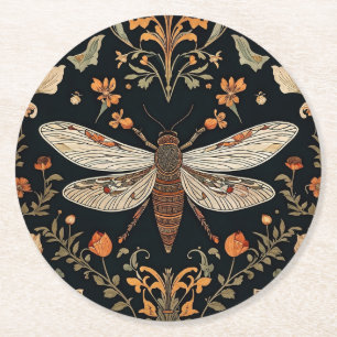 Dessous-de-verre Rond En Papier Jardin vintage de lucioles