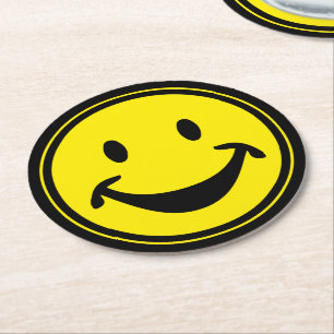 Dessous-de-verre Rond En Papier Jaune amusant + votre dos. & idées