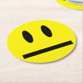 Dessous-de-verre Rond En Papier Jaune brillant et joyeux visage souriant (Incliné)