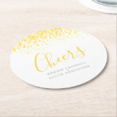 Dessous-de-verre Rond En Papier Jaune chaud art moderne aquarelle dabs (Incliné)