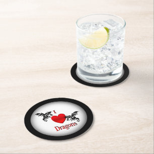 Dessous-de-verre Rond En Papier Je Coeur Dragons