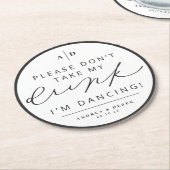 Dessous-de-verre Rond En Papier Je danse Mariage Réception Boisson Dessous de verr (Incliné)