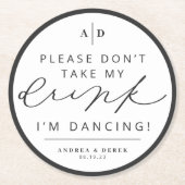 Dessous-de-verre Rond En Papier Je danse Mariage Réception Boisson Dessous de verr (Devant)