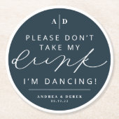 Dessous-de-verre Rond En Papier Je danse Mariage Réception Boisson Dessous de verr (Devant)