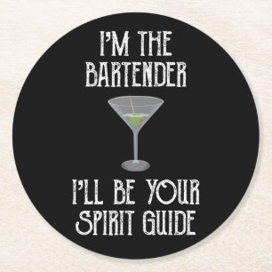 Dessous-de-verre Rond En Papier Je suis le barman Je serai ton guide spirituel
