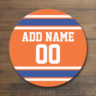Dessous-de-verre Rond En Papier Jersey de football avec un nom personnalisé