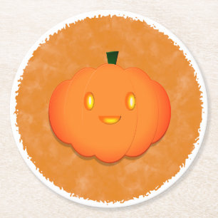 Dessous-de-verre Rond En Papier Joli Citrouille Halloween Baby shower d'aquarelle