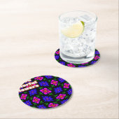 Dessous-de-verre Rond En Papier Joli Motif de fleurs roses (En situation)