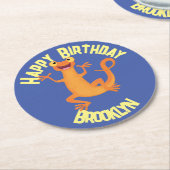 Dessous-de-verre Rond En Papier Joli triton orangé joyeux (Incliné)