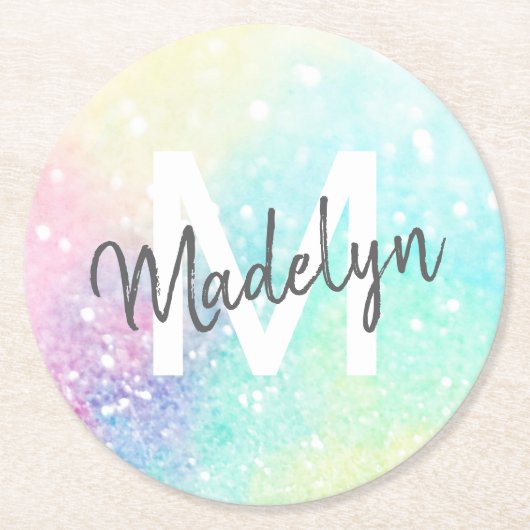 Dessous-de-verre Rond En Papier Jolie Parties scintillant Holographique Iridescent (Devant)