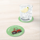 Dessous-de-verre Rond En Papier Jolie vache heureuse conduisant un dessin animé de (En situation)