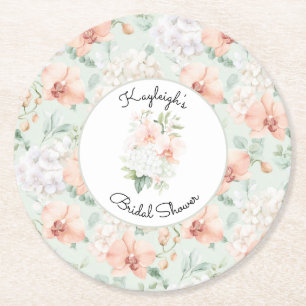 Dessous-de-verre Rond En Papier Jolis Fleurs de Pêcher Menthe Orchidée Lavage de