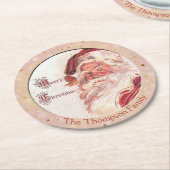 Dessous-de-verre Rond En Papier Jolly Old Santa Claus - Joyeux Noël (Incliné)