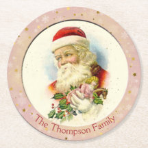 Jolly Old St. Nick tenant une poupée Vintage