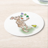 Dessous-de-verre Rond En Papier Jonglage Bunny de Pâques (Incliné)