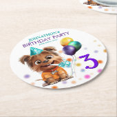 Dessous-de-verre Rond En Papier Jote Chien Chien Chien Chien Anniversaire (Incliné)