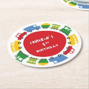 Dessous-de-verre Rond En Papier Jouets Jouets Colorés Transport Amusants Anniversa