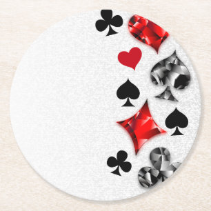 Dessous-de-verre Rond En Papier Joueur de poker Joueur de cartes de jouer costumes