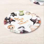 Dessous-de-verre Rond En Papier Jour de fête costumée de l'Halloween (Incliné)