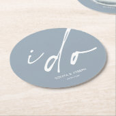 Dessous-de-verre Rond En Papier Jour de mariage Élégant Script I Do (Incliné)