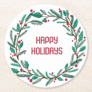 Dessous-de-verre Rond En Papier Jour férié de Noël CUSTOM main tiré