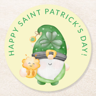 Dessous-de-verre Rond En Papier Jour Saint-Patricks de Gnome mignonne Joyeux