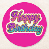 Dessous-de-verre Rond En Papier Joyeuse conception de typographie d'anniversaire e (Devant)