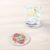 Dessous-de-verre Rond En Papier Joyeuse fête de la mère fleurie (En situation)
