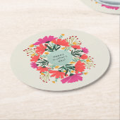 Dessous-de-verre Rond En Papier Joyeuse fête de la mère fleurie (Incliné)