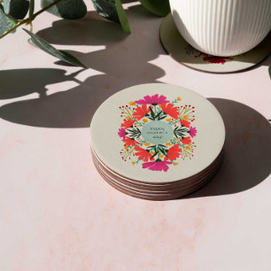 Dessous-de-verre Rond En Papier Joyeuse fête de la mère fleurie