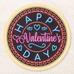 Dessous-de-verre Rond En Papier Joyeuse Saint-Valentin Cercle Design-67128