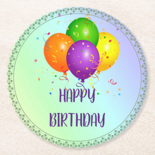 Dessous-de-verre Rond En Papier Joyeux anniversaire, design populaire,