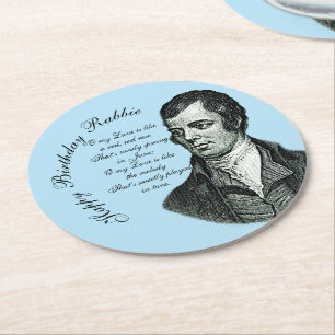 Dessous-de-verre Rond En Papier Joyeux Anniversaire Rabbie - Robert Burns