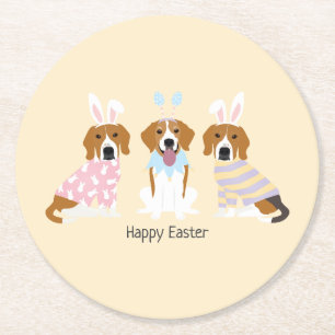 Dessous-de-verre Rond En Papier Joyeux Chiens Beagles de Pâques